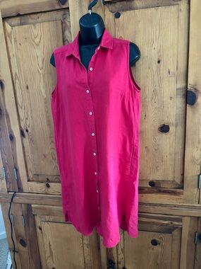 Pure Navy Sleeveless linen A-line shirt dress w pockets Sz Sm